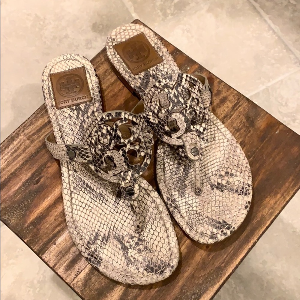 Tory Burch Snakeskin Miller Sandal - Size 8